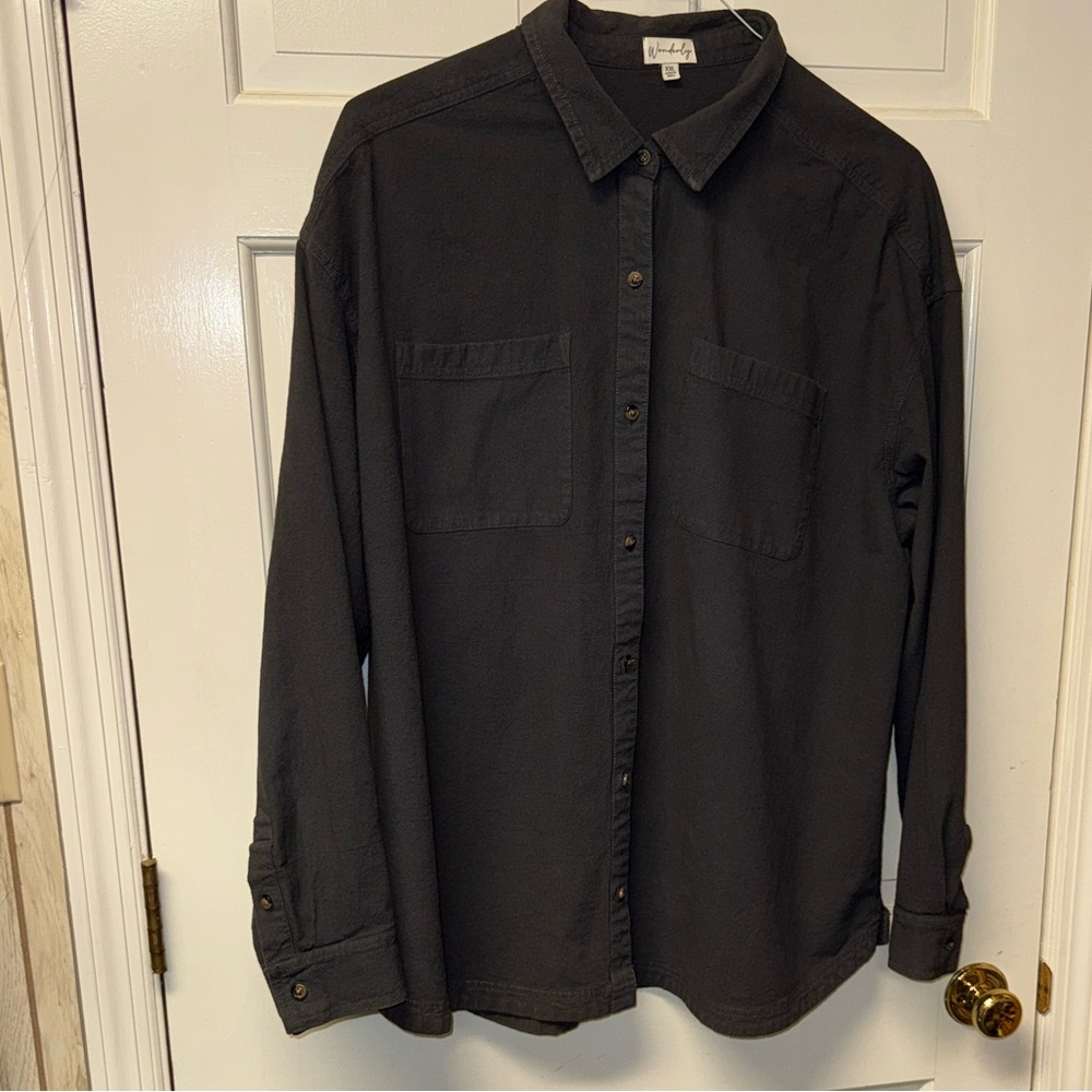 Wonderly XXL button-front 100% Cotton long sleeve shirt double pockets